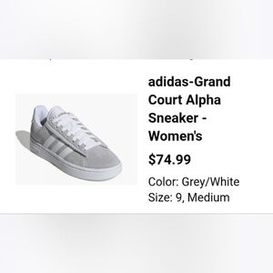 Adidas Gray Court Alpha Sneaker - Women's